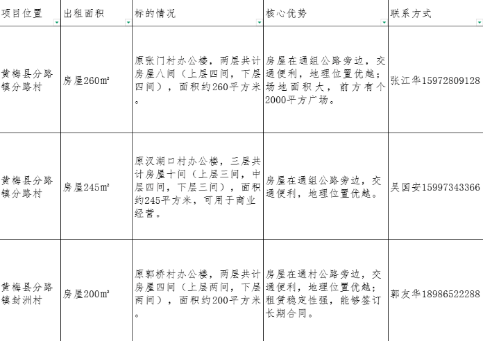 黄梅分路镇闲置资产资源推介