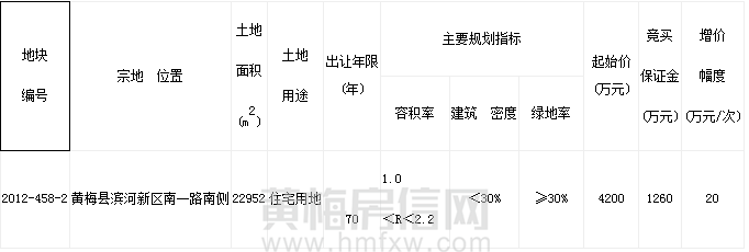 黄梅县自然资源和规划局国有建设用地使用权挂牌出让公告