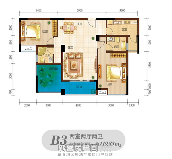 中天国际 两居室紧凑户型 一家三口居家首选！